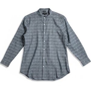 J. McLaughlin Glen Plaid Ruffle Collar Shirt Women's M Black Long Sleeve Cotton